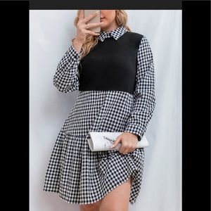 Shein - Plus Gingham Print Ruffle Hem Dress